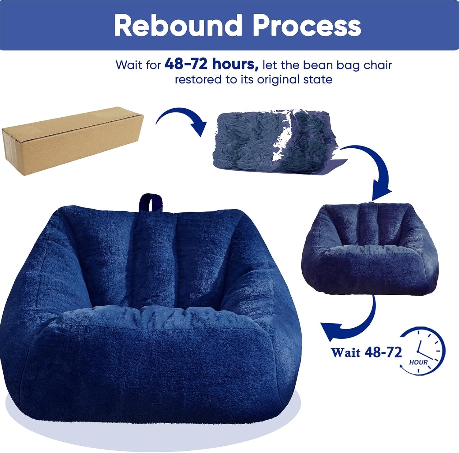 Giant Bean Bag Chair, Oversized Bean Bag Couch for Adults and Kids, Faux Fur Shell-Shaped Large Chair with Filler, Stuffed Big Accent Sofa Lounge Floor Sofa for Gaming, Reading - Image 7