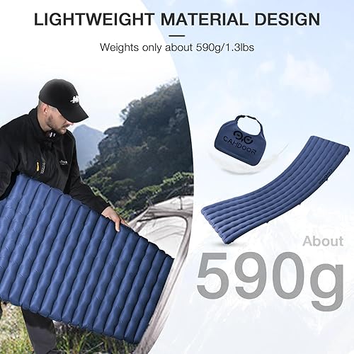 Miniatura 9 de Colchoneta inflable para dormir, ultraligera aislada, colchón de camping para mochileros, senderismo con bolsa, colchoneta compacta para acampar