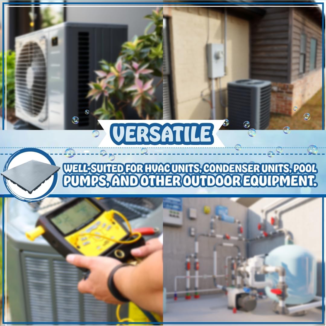 Poolzilla Heat Pump Mounting Pad (39.5’’ x 31’’) - Anti-Vibration and Stability - Base Condenser Pad for Heat Pump Systems, HVAC Systems, and Outdoor Equipment