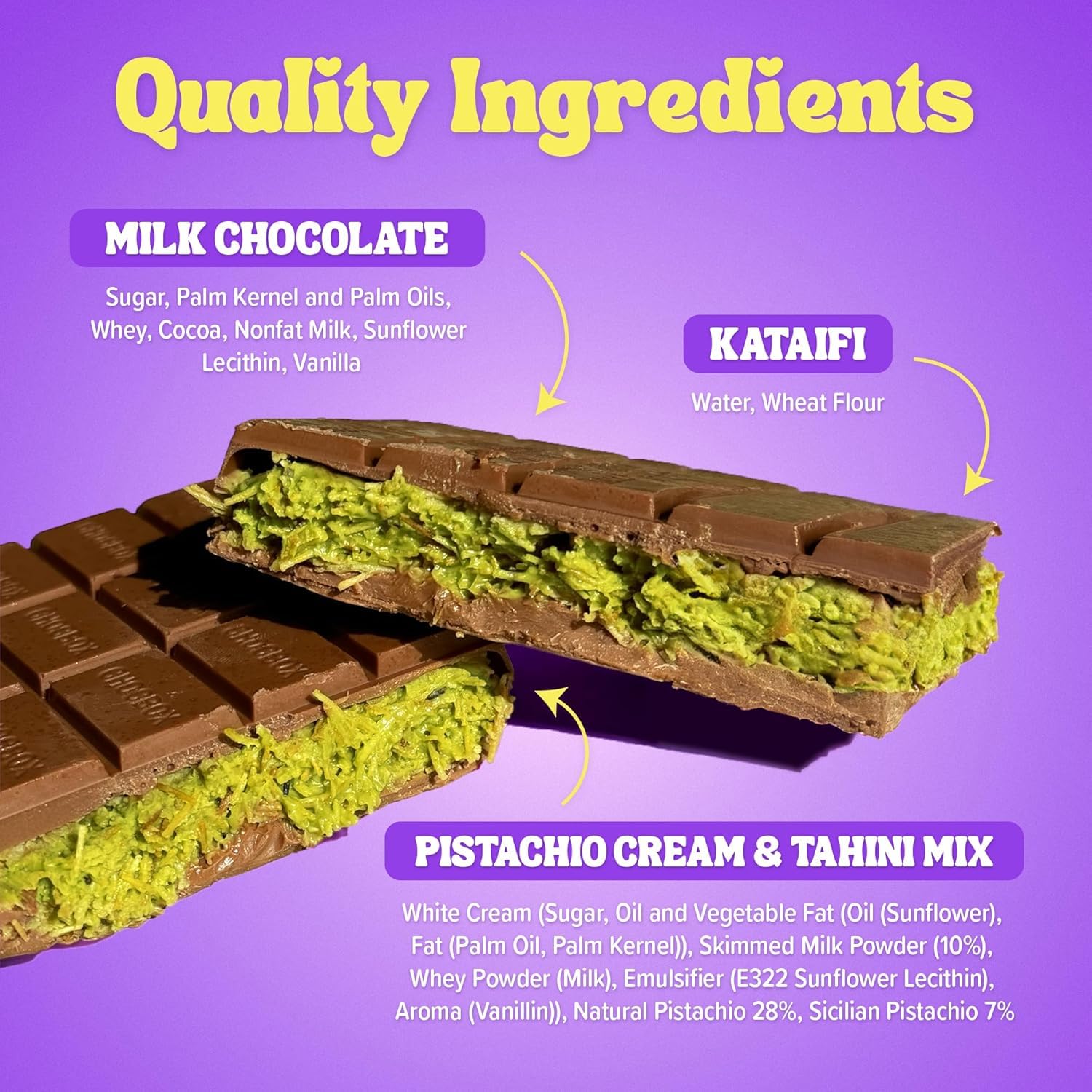 Chocbox Viral Dubai Chocolate-Bar REFILL KIT - Choc Wafers, Shredded Kataifi, Pistachio Cream - DIY Gift Box Dubai Kit - Great Gift for Choco Lovers (1 Pack, Milk Chocolate)