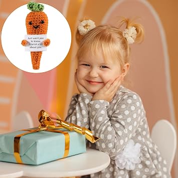 Funny Positive Fruit Carrot, 5 Inch Handmade Crochet Worry Dolls