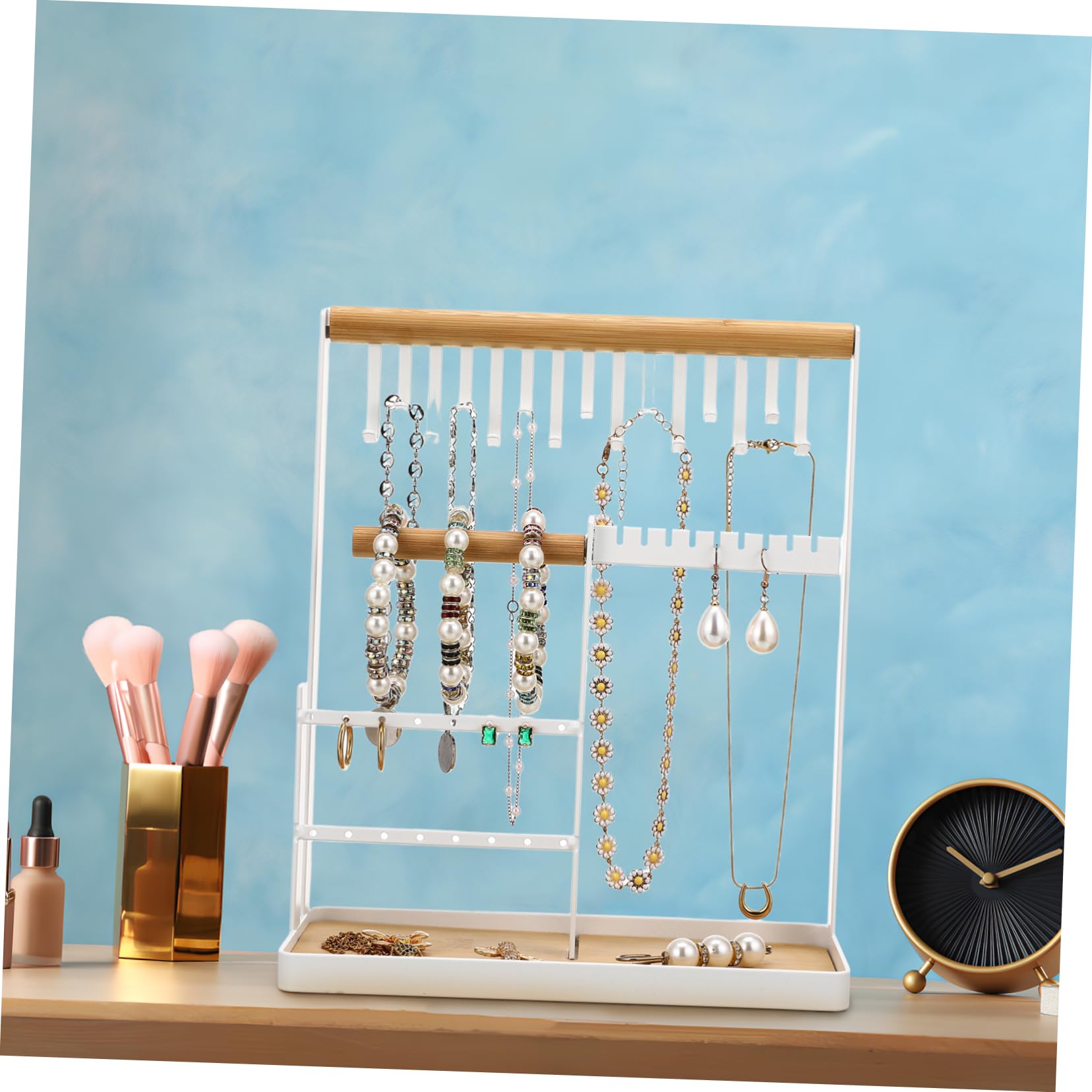 KOMBIUDA Organizador de Joyas de Metal de Altura Variable para Collares