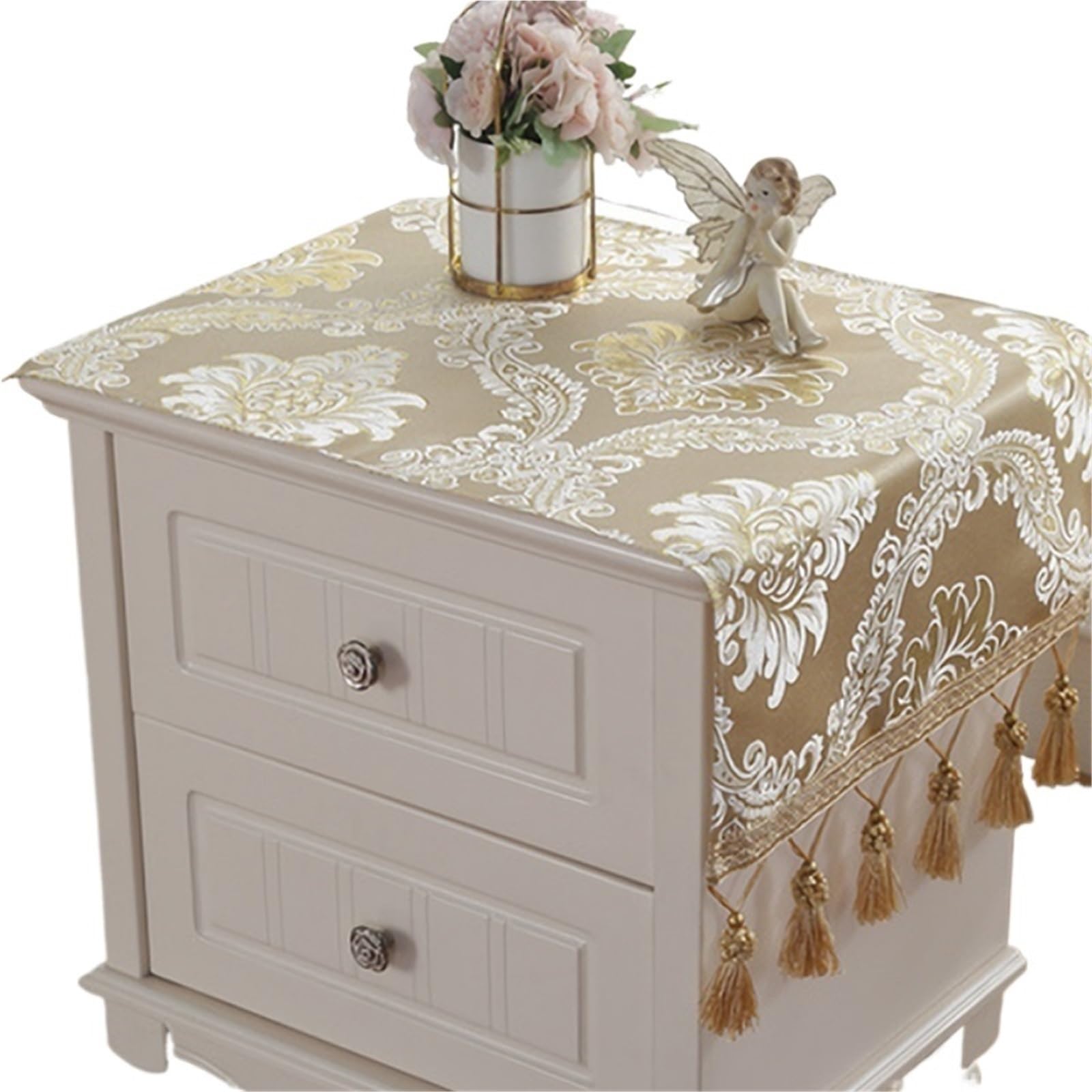 ZHSOAO Vintage Bedside Table Cover Simple Towel Cabinet Multi-function Tablecloth For Bedroom Furniture Protection for Furniture Dresser(Light khaki)