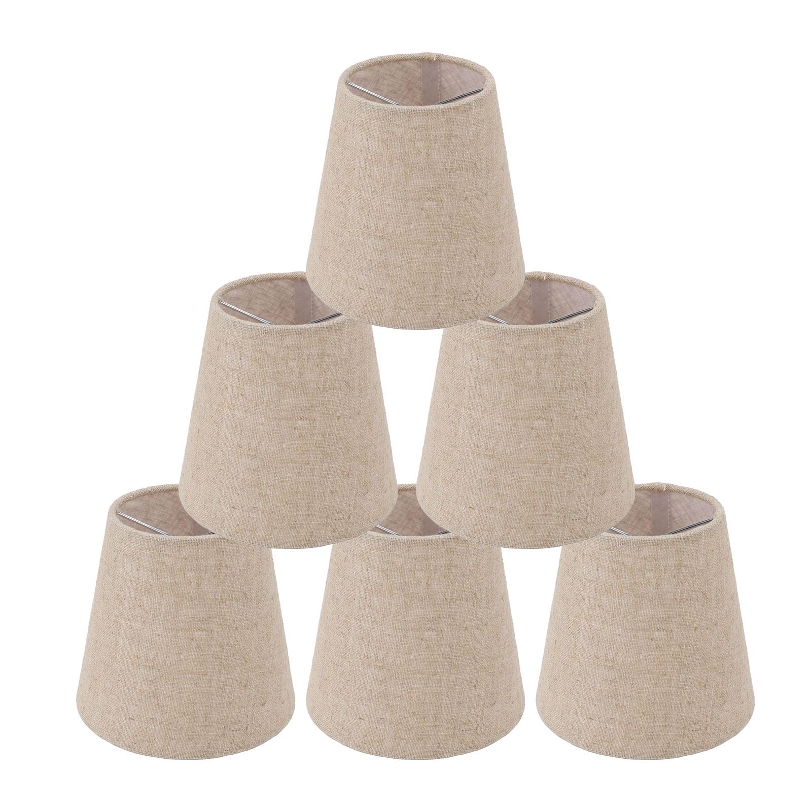 6 Pièces Petit Abat-Jour À Clipser Sur L'ampoule, Abat-Jour Pour Lampes De Table Lampe 3.7×5.1×5.5in Mini Abat-Jours Baril Remplacement Abat Jours Abatjour Lampe De Chevet Pour Lustre De Table