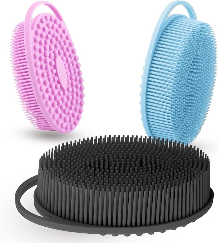 Escova de Silicone para Banho e Corpo com Dupla Face tuzuxcux YS0116, Pacote com 3