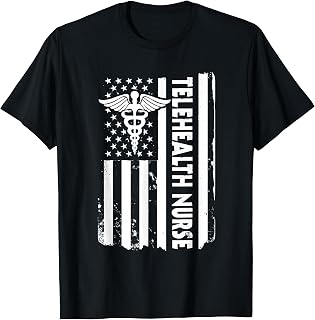 USA Flag Telehealth Nurse American Virtual Nursing America T-Shirt