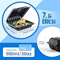 Vista 3 de YANGRUI Recipientes Desechables de 7.8" 30 oz Paquete de 65 - Envuelto en Plástico Retráctil Contenedor de Alimentos de Plástico PP Relleno