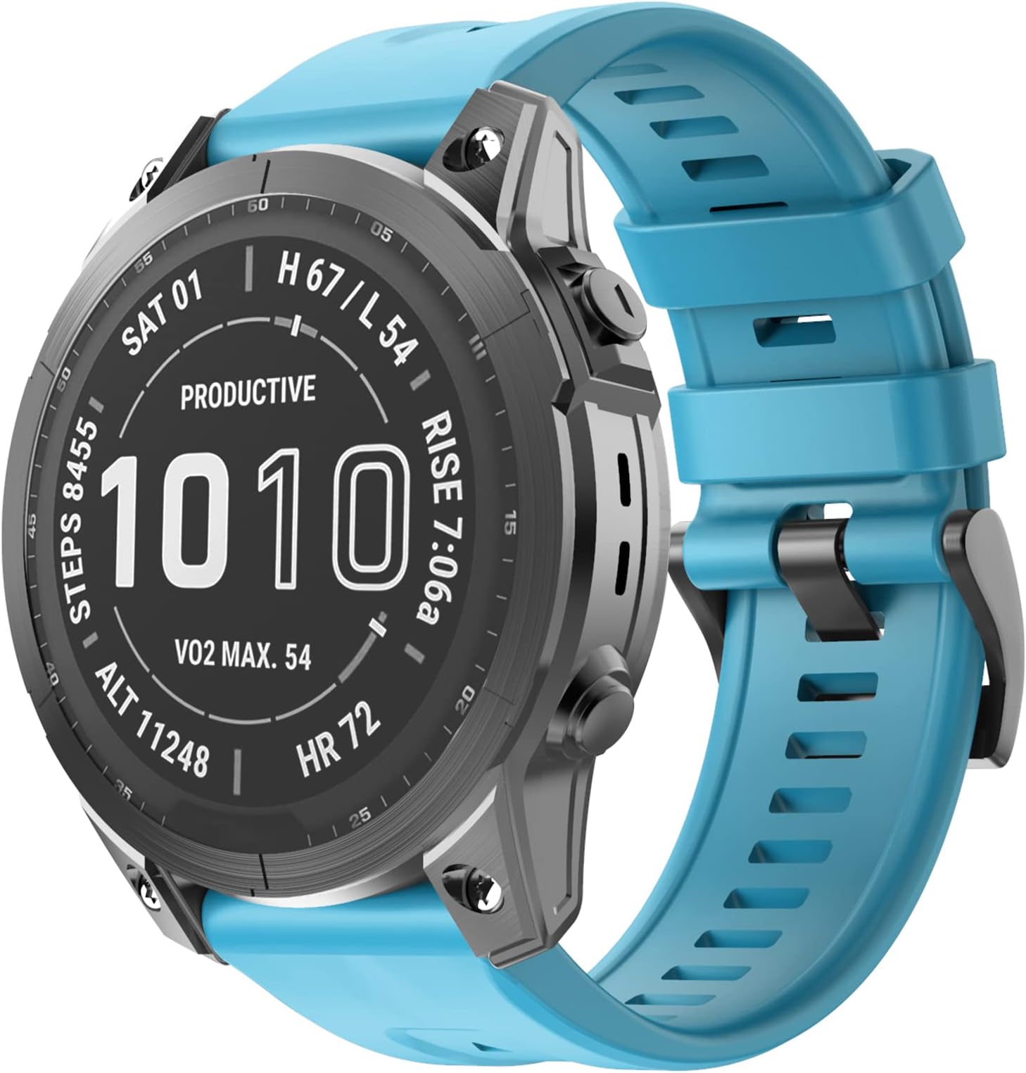 OVERSTEPOVERSTEP Compatible with Fenix 7X Band, 26mm Width Soft Silicone Watch Strap for Garmin Fenix 5X/Fenix 5X Plus/Fenix 6X/Fenix 6X Pro Smartwatch (Sky Blue)