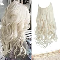 Vista 36 de SARLA - Extensiones de cabello con hilo invisible, con 3 clips, postizo sintético largo, ondulado, rizado, diadema ajustable transparente