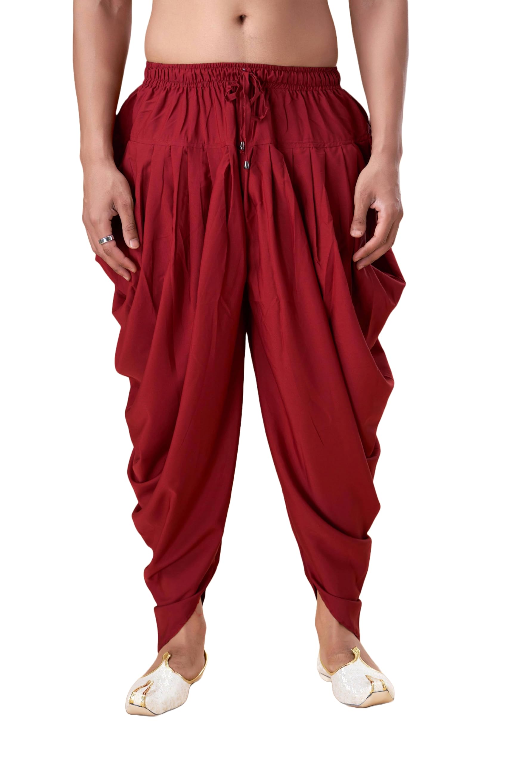 Men Maroon Cotton Peshawari Plain Bottom-image-20