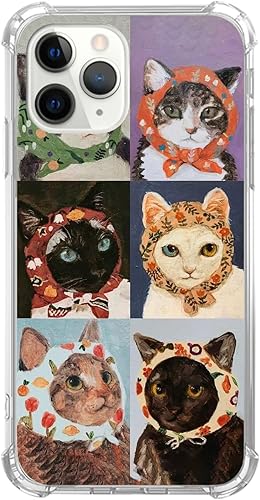 Funda de pintura de gato compatible con iPhone 11 Pro Max, bonita funda de teléfono con diseño de gato para iPhone 11 Pro Max, funda protectora de