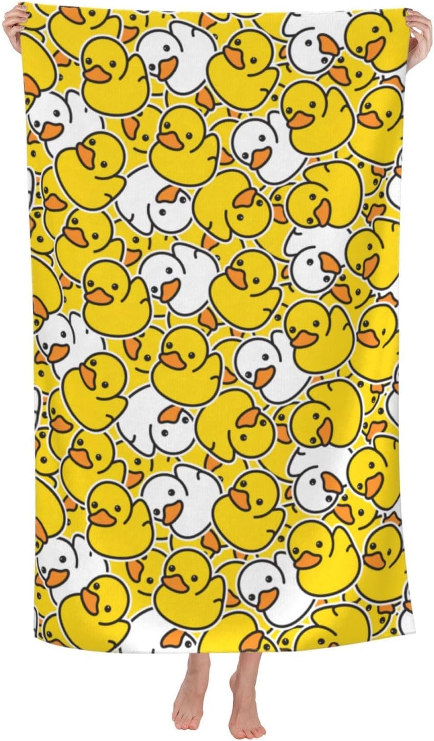 Cute Rubber Duck Beach Towel Large Microfiber Sand Free Quick Dry Bath Towels Gift for Pool Bathroom Travel Cruise Ship Essentials 32x52 Inch