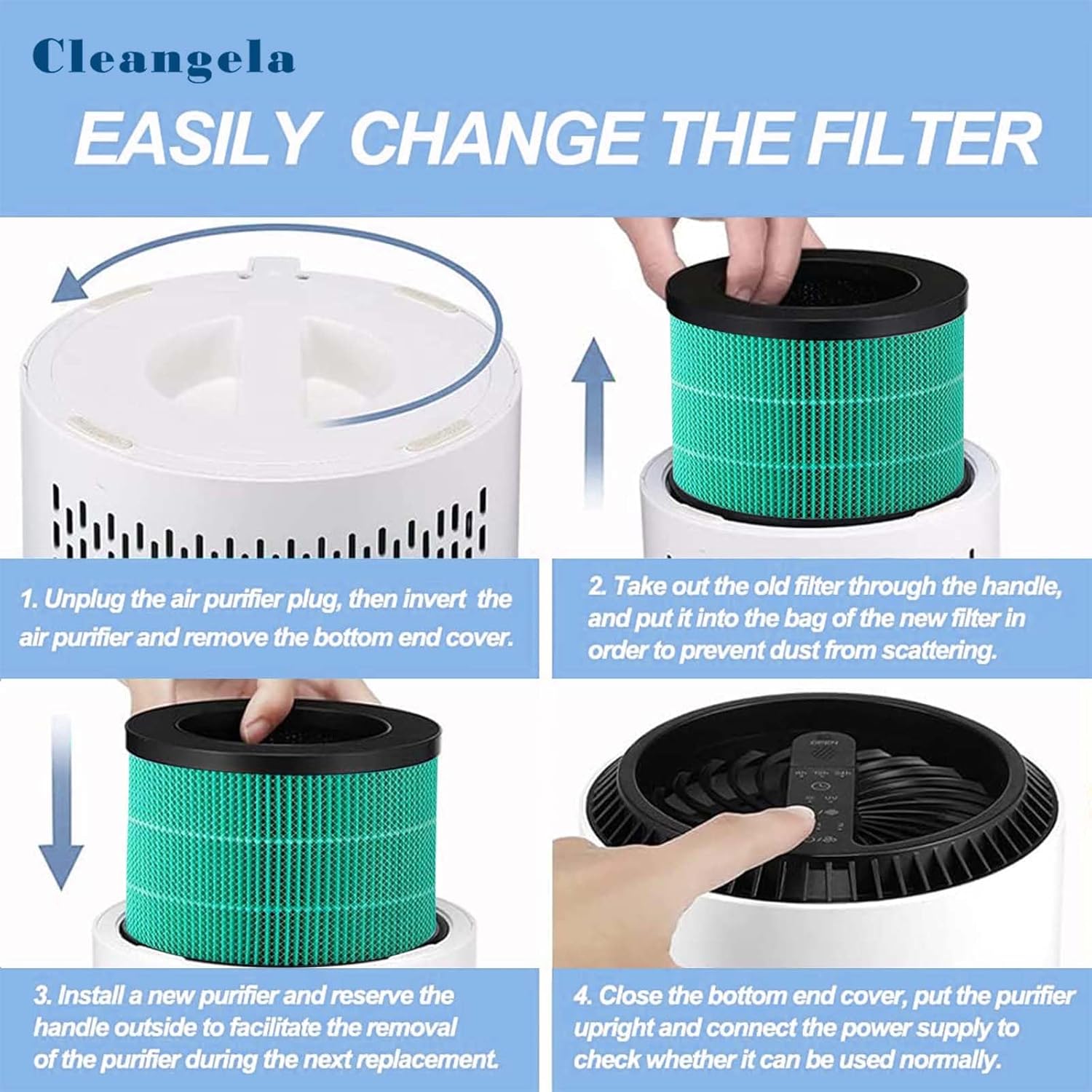 MK01 MK06 Replacement Filter for AROEVE Air Purifier Filter Compatible with MK01/MK06 Kloudi DH-JH01 ToLife TZ-K1 Intelabe EPI080/EP1080 Elechomes EPI081/EP1081 Air Purifier Filter Green - Image 7