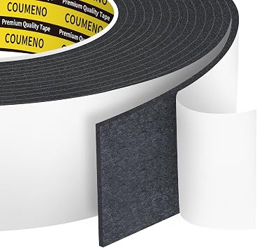 EVA Single-Sided Adhesive Black Foam Tape,2inx16.4FT Single-Sided Sealing Strip Foam Pad Sponge Tape Window Weatherproof, Self-Adhesive Insulation Sealing Tape Black