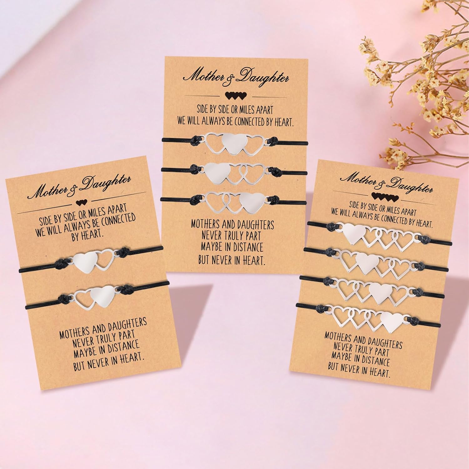 Mother Daughter Bracelets Set for Women Girls Matching Heart Wish Bracelets Handmade Woven Bracelets Mothers Day Birthday Christmas Gifts - Image 5