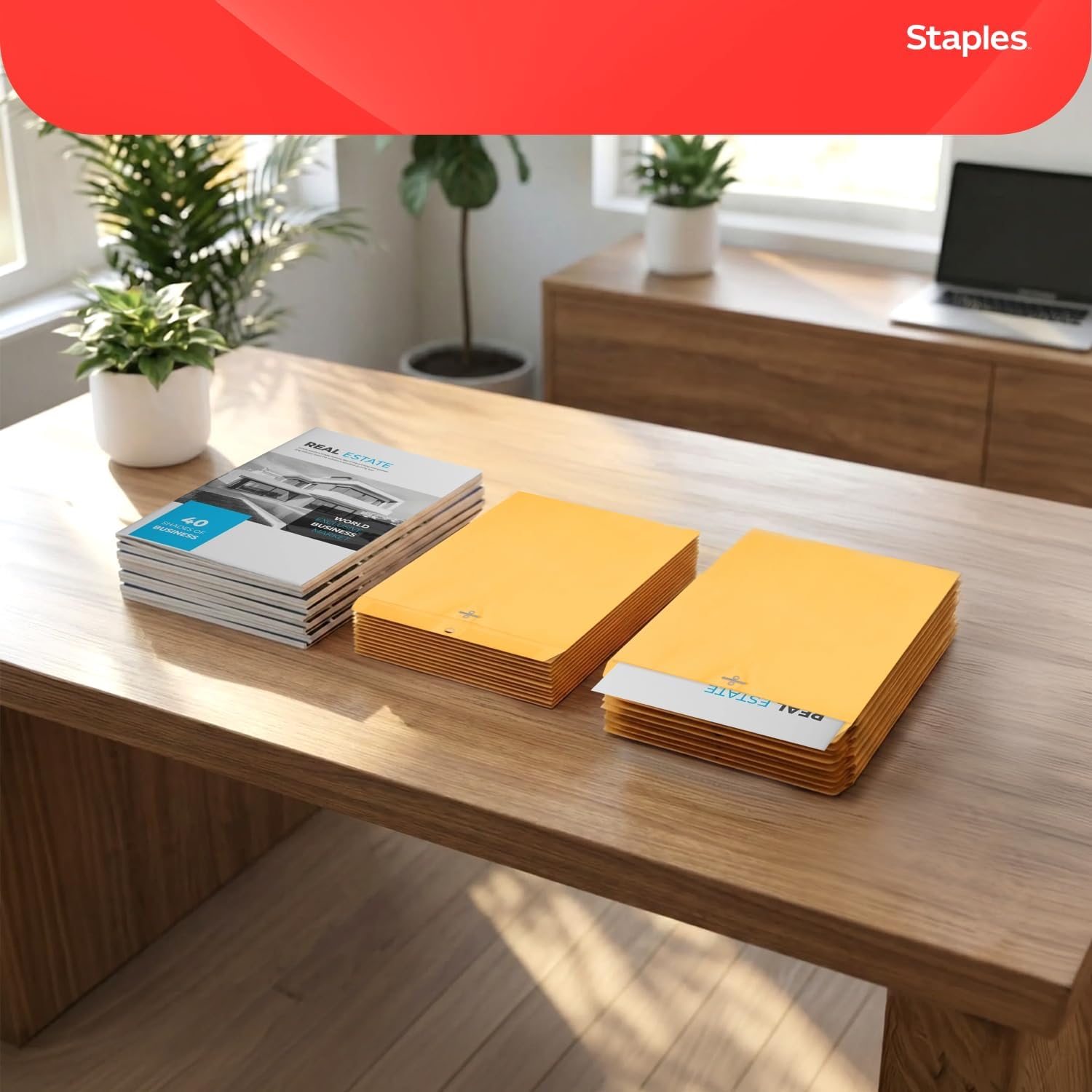 Staples 9 x 12 Kraft Clasp Envelopes, Brown Manila, Reinforced Metal Clasp & Gummed Seal, Heavy‑Duty Mailing Envelopes, 250/Pack