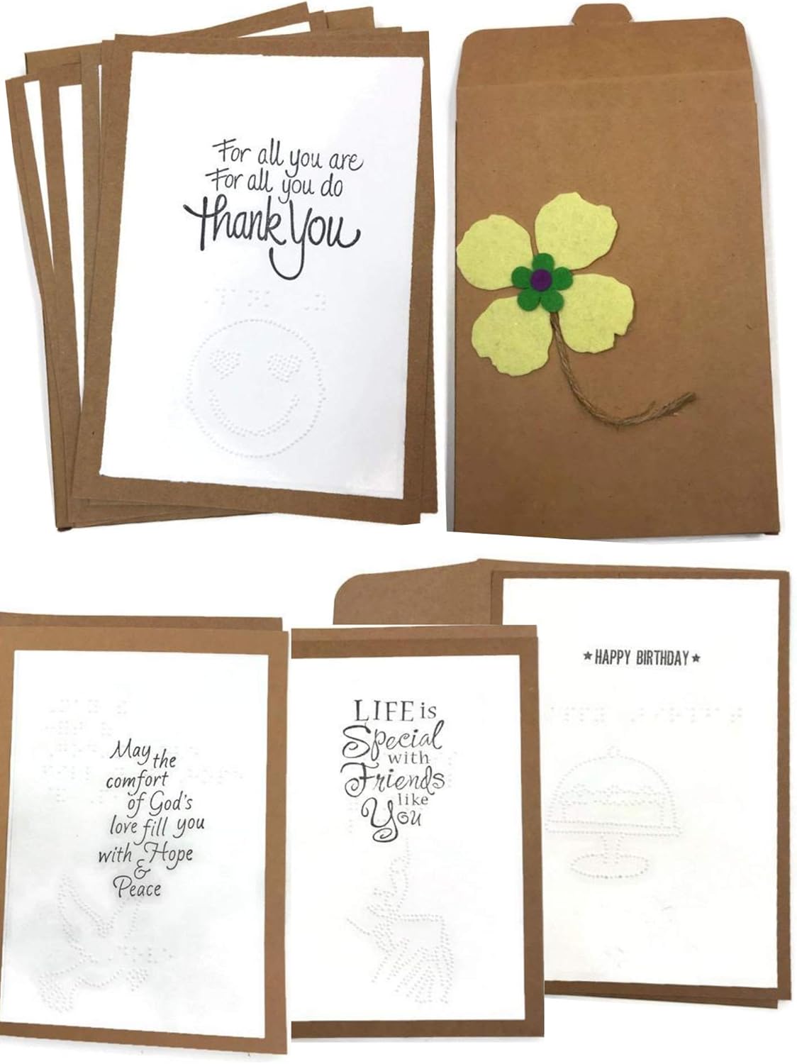 Braille Note Cards, Thank You, Birthday, Thinking of You, Friendship, Get Well Soon