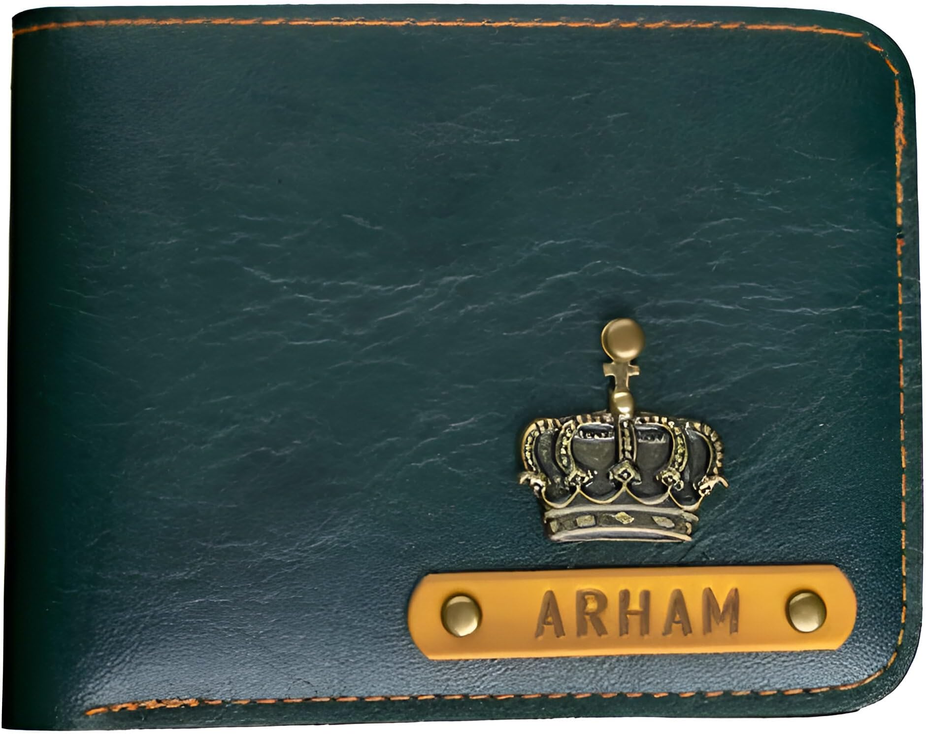Personalized Leather Wallet for Men | Custom Engraved Name & Charm | Premium PU Leather Bifold Wallet | Gift for Husband, Boyfriend, Father & Brother (Green)