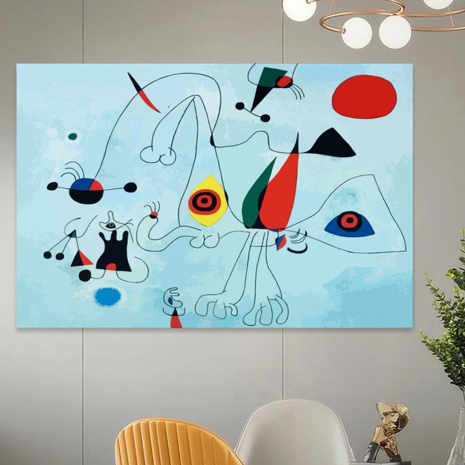 GAJUST Joan Miro Póster de pintura abstracta Mujeres y pájaros al