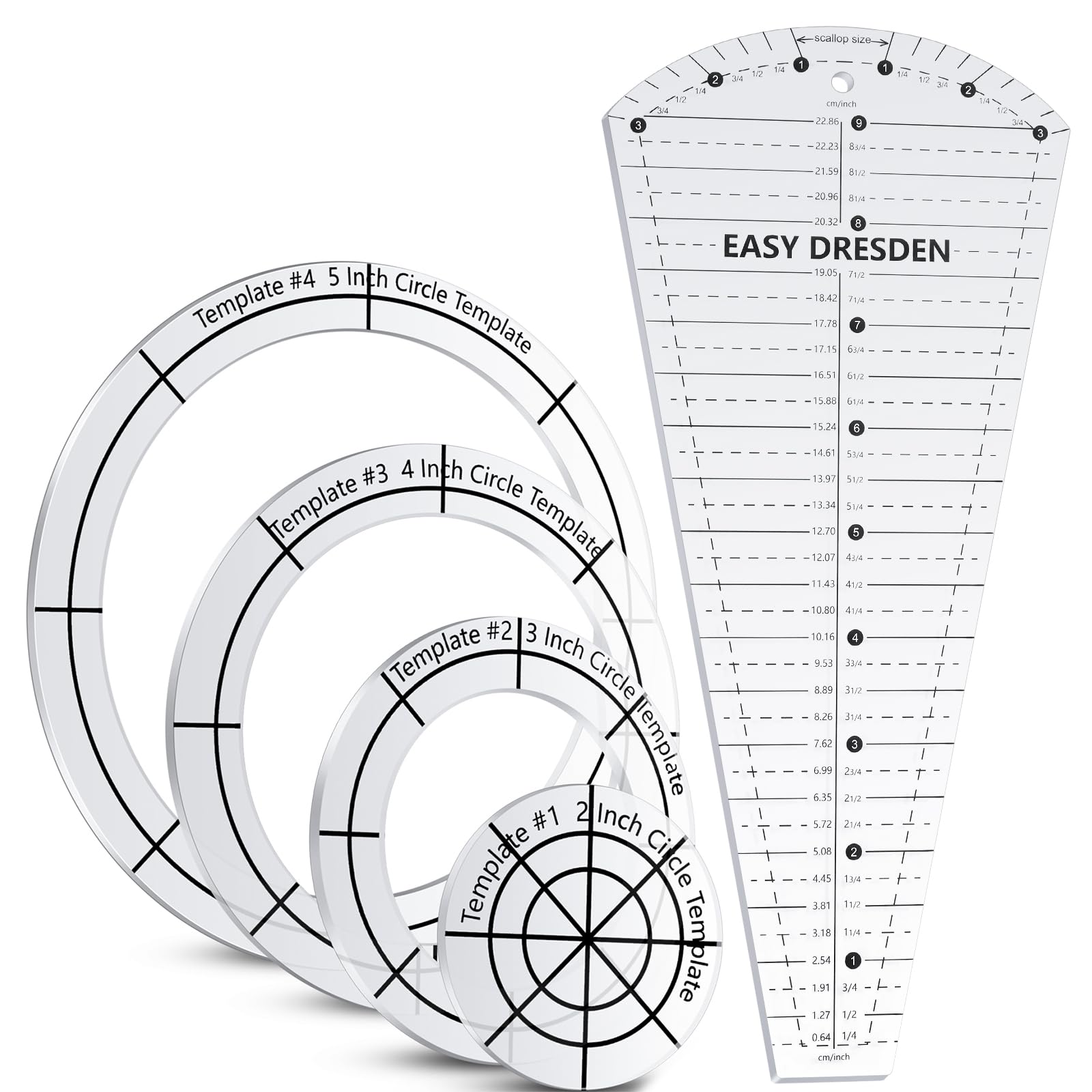 5 Pcs Acrylic Quilting Template Ruler,Transparent,Petal Shape