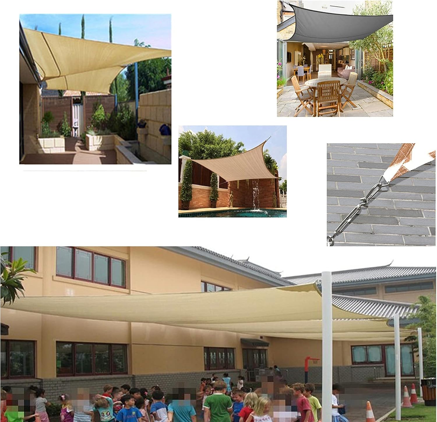 Shade Sail Fixing Kit for Square and Rectangle Sun Shade Sails Installation for Patio, Heavy Duty Hardware for Ourdoor, 24PCS,6mm (6mm)