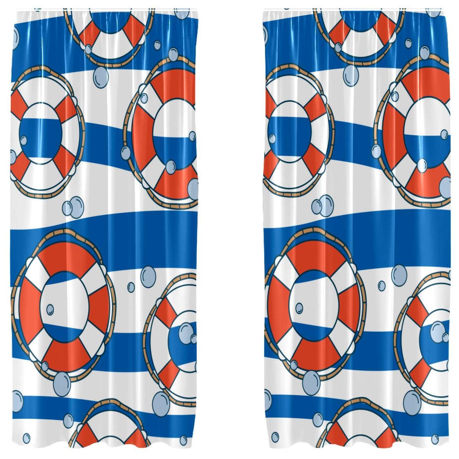 Juego de cortinas decorativas de 2 paneles con ondas azul agua para renovar ventanas de hogar