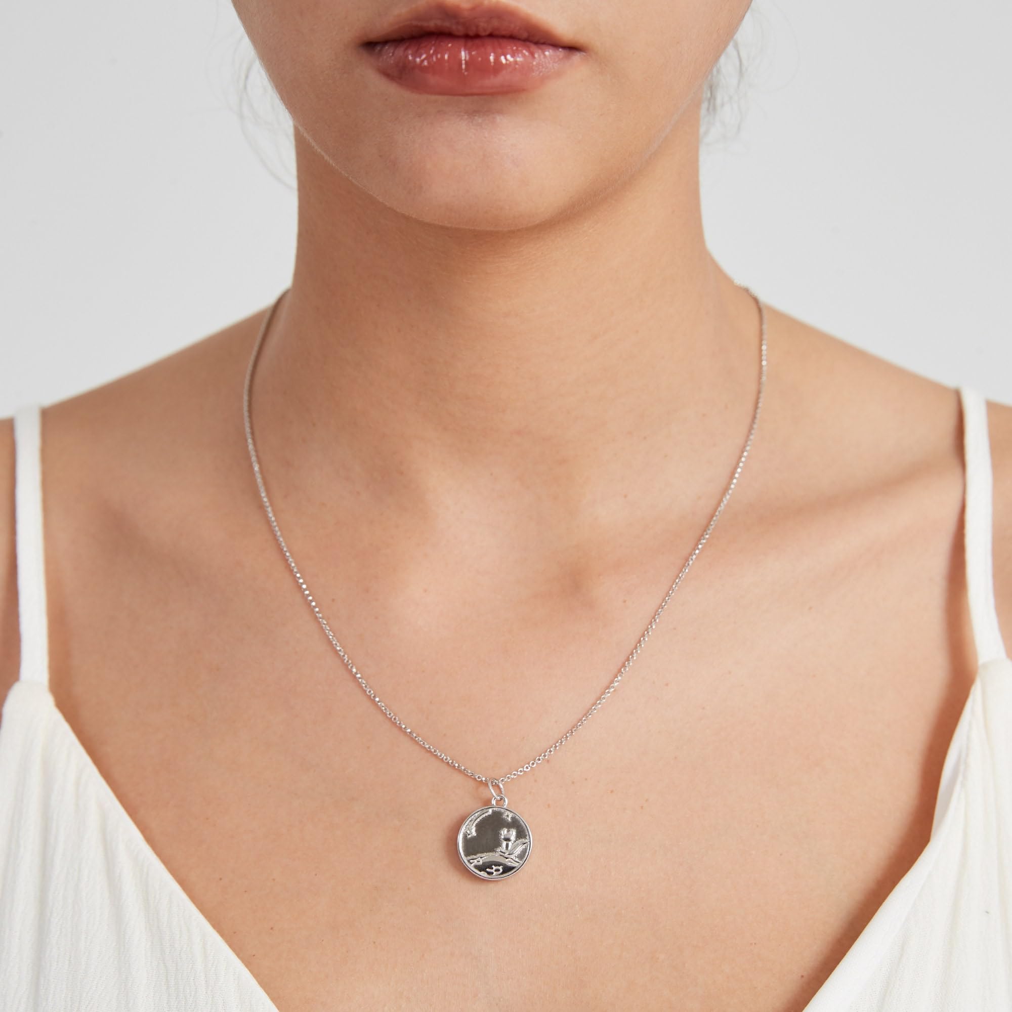 PERIMADE Collana con medaglione personalizzabile con immagine da donna, medaglione personalizzato con volpe e piccolo principe che contiene foto, incisione personalizzata testo commemorativo collana