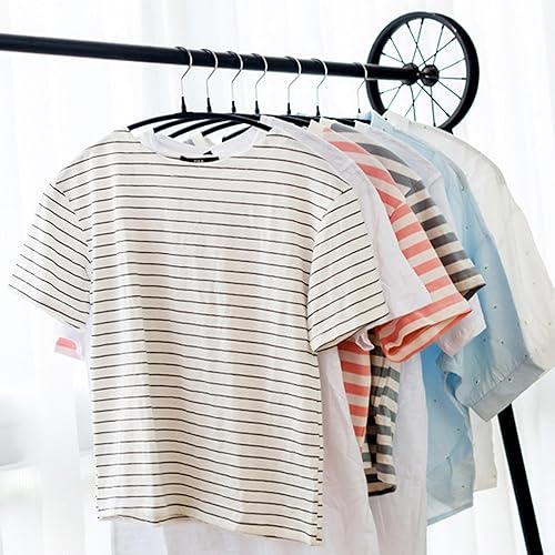 Miniatura 6 de Paquete de 40 perchas de metal con revestimiento de PVC de alta calidad, resistentes, antideslizantes, delgadas, perchas para camisetas de traje,