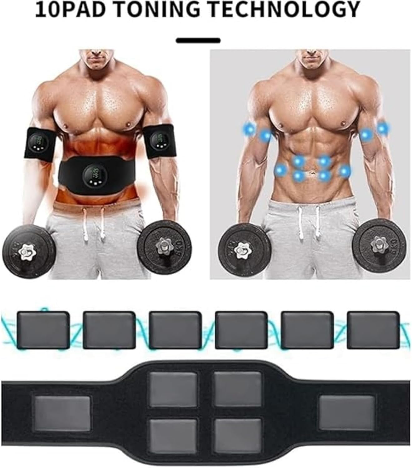 Next Generation Ultra Muscle Stimulator, Rechargeable EMS Belt AB Stimulator, for Office Men & Women Toning & Building Abs