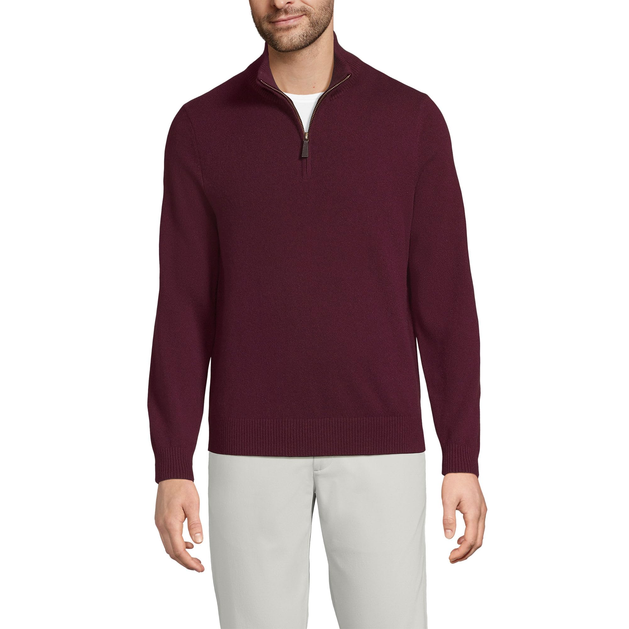 Lands' End Men's Fine Gauge Cashmere Quarter Zip