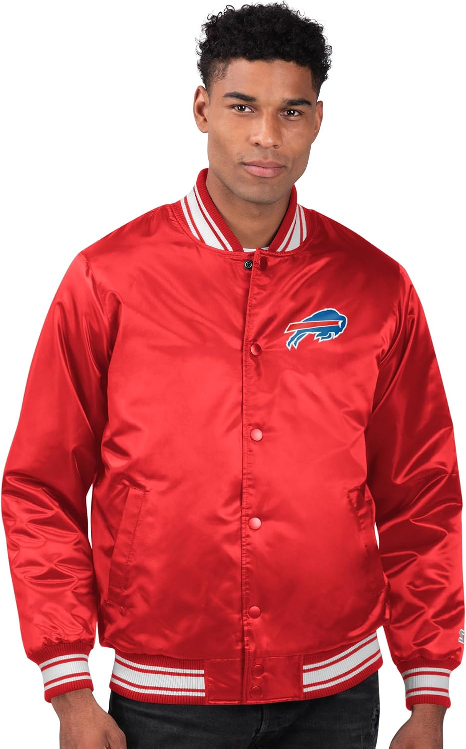 Starter Men's NFL Printed Team Logo Satin Varsity Full-Snap Jacket