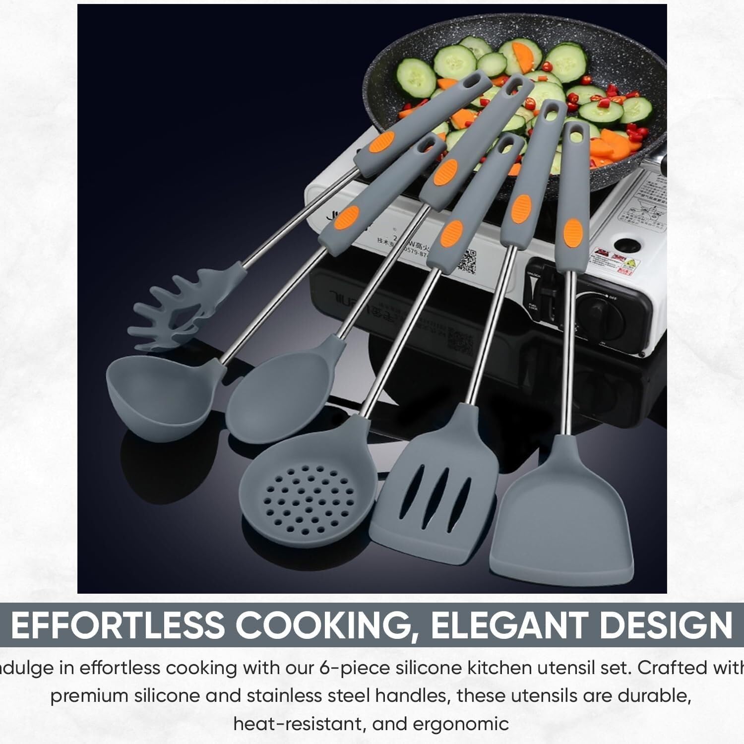 Kitchen Utensils Set,Cooking Utensils Set,Silicone Cooking Utensils Set,6 Pcs Spatula Set with Stainless Steel Handle Cooking Utensil Set, Non-stick Heat Resistant Kitchen Spatulas Set(Red)