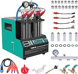 PLAYOCCAR 220 V Car Fuel Injector Cleaner & Tester, Fuel Injector Cleaning Device, 4 Cylinders with Ultrasonic Fuel Injector Cleaner Liquid Heater