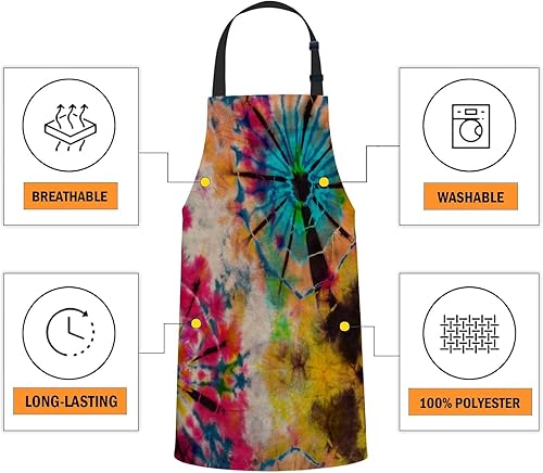 Miniatura 4 de oFloral Mujeres Hombres Delantal para Cocina casera 002, rainbow tie dye clásico