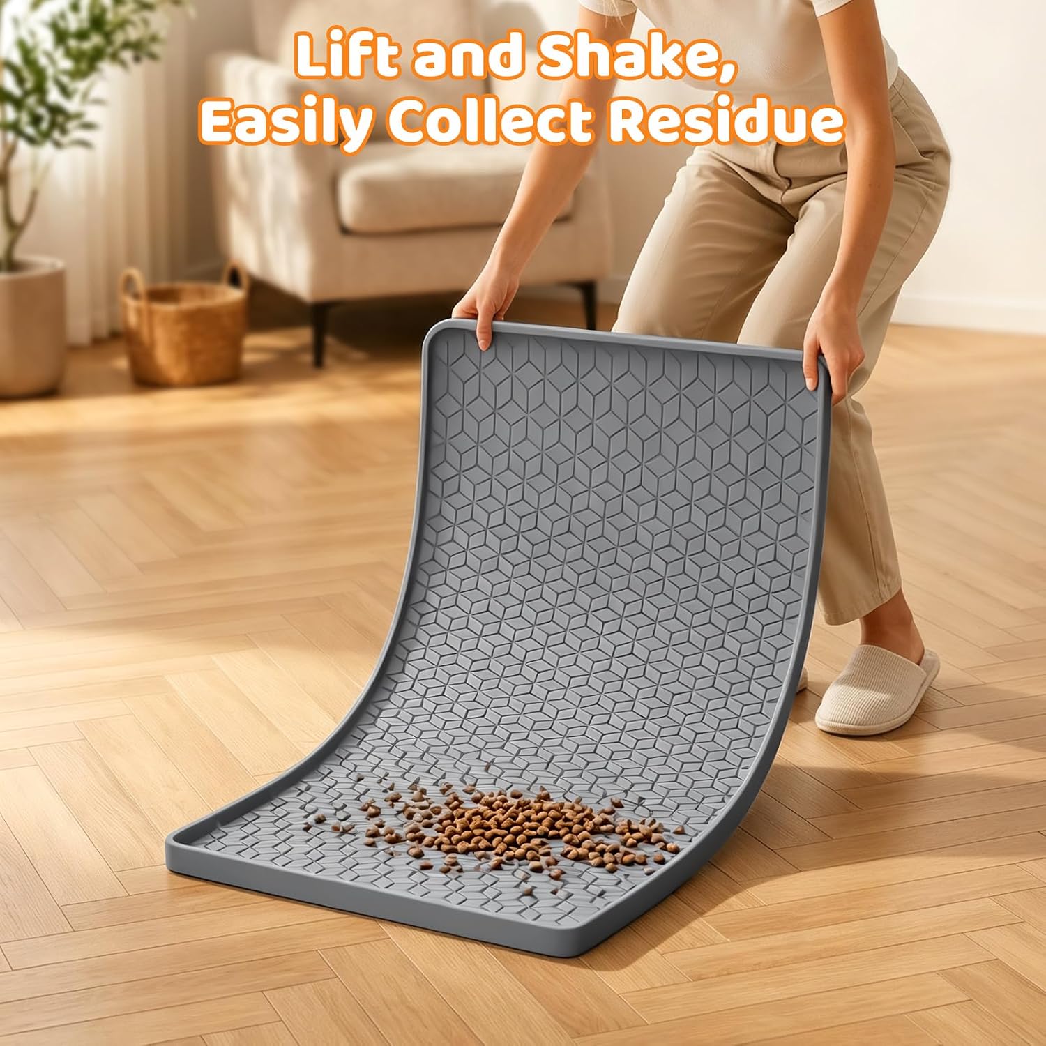 34"x22" Silicone Dog Bowl Mat Waterproof Non-Slip | Extra large pet food mat for messy eaters, raised edges contain spills, safe for multiple dogs/cats, floor protector