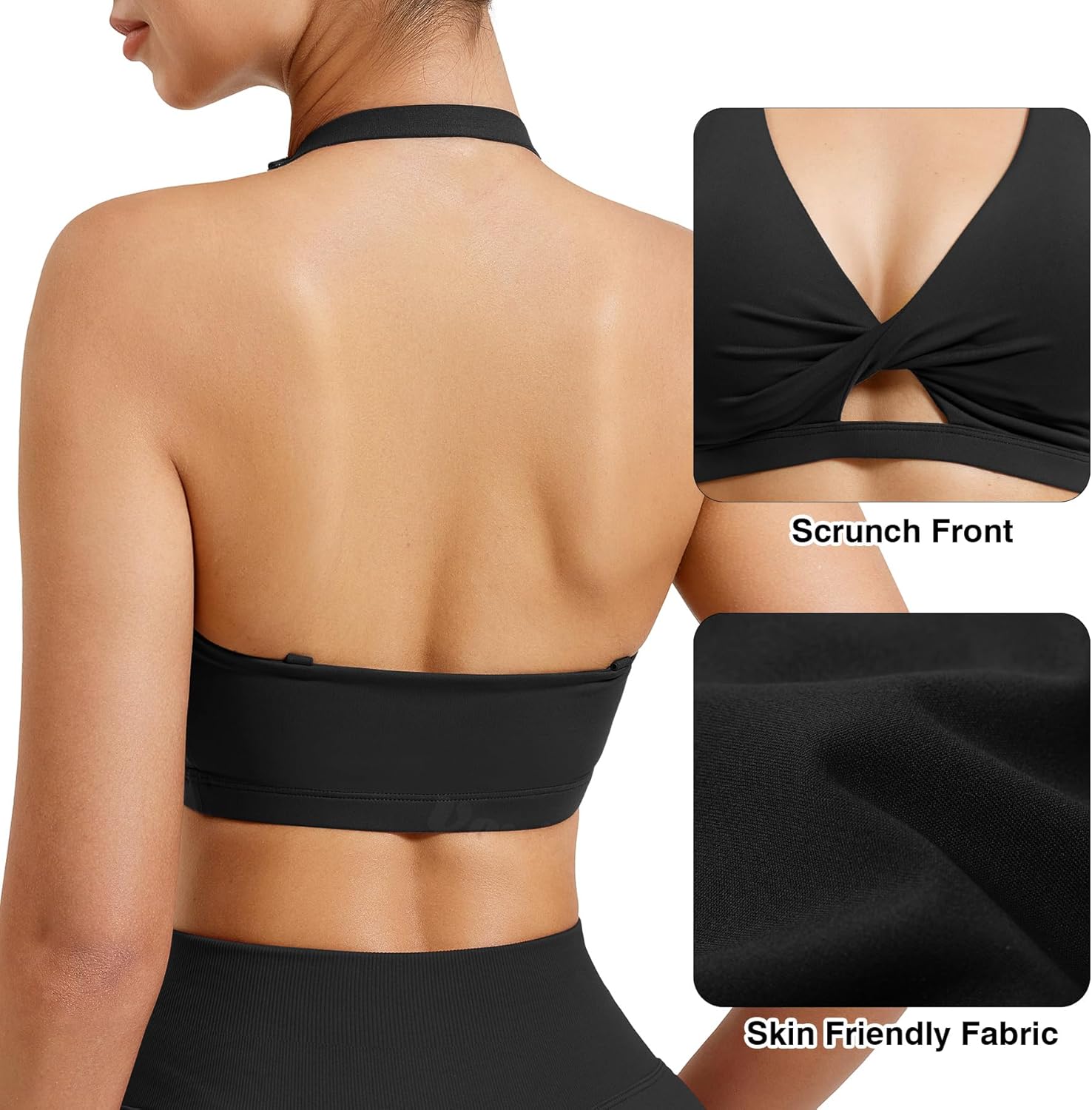 VOYJOY Workout Sports Bras for Women Padded Backless Strappy Fitness Wireless Gym Medium Impact Bra Yoga Crop Top - Image 4