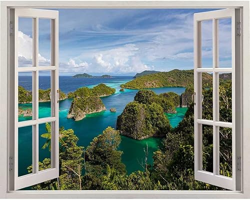 Miniatura 10 de Pegatinas de paisajes al atardecer nocturno para Pared De Cuarto, calcomanía de cabecera de ventana abierta para ventana virtual, comedor (ancho)