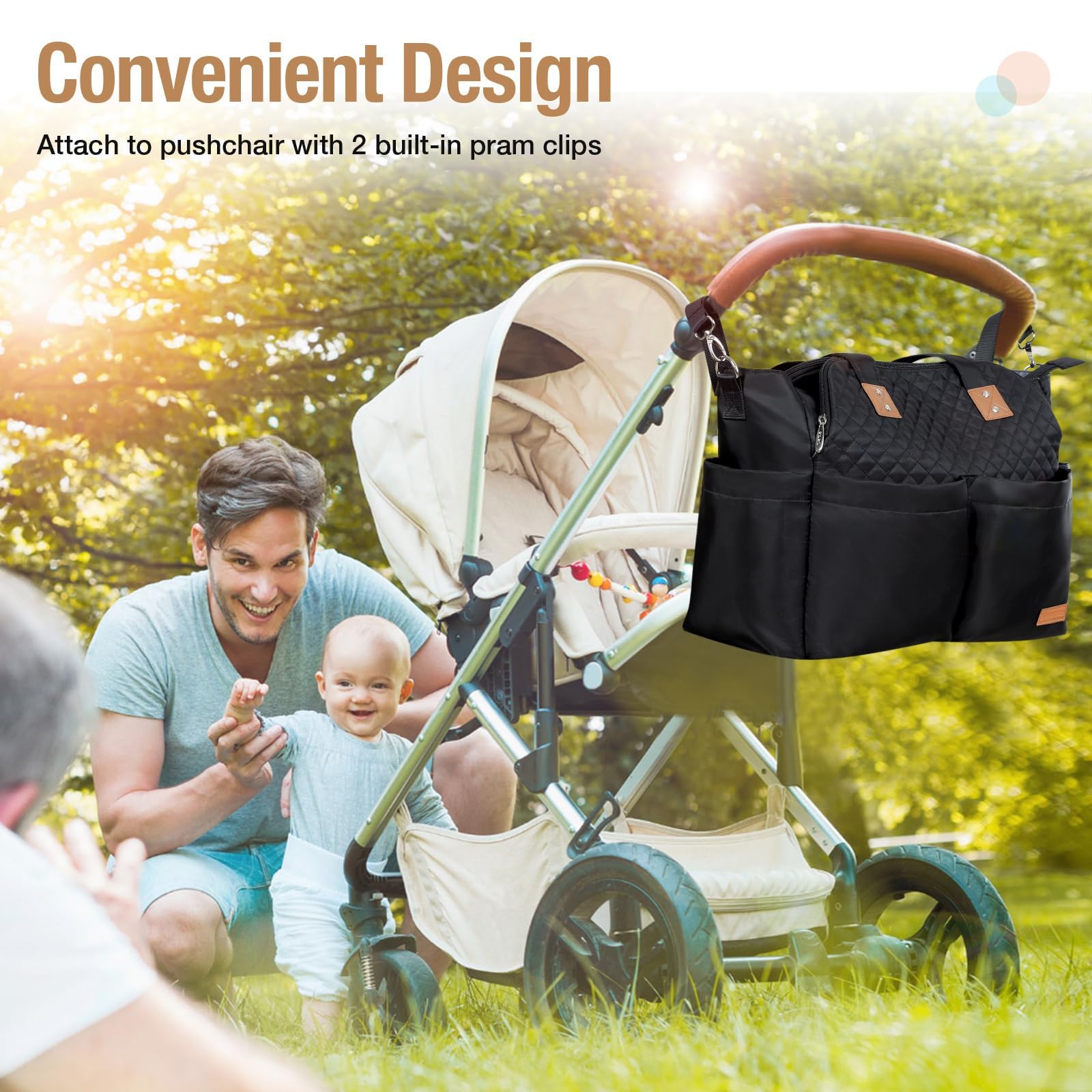 Lekebaby Baby Wickeltasche Bote groß mit Wickelunterlage für Reise, 19 Taschen, Diaper Bag Reisewindeltasche für Mama und Papa, Multifunktions Babytasche