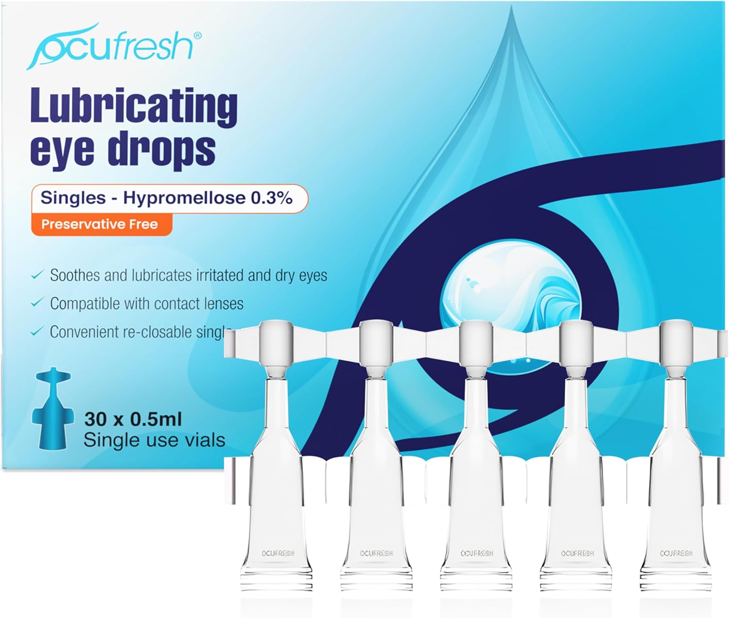 Ocufresh Hypromellose Eye Drops Single Dose [Pack of 30] Preservative