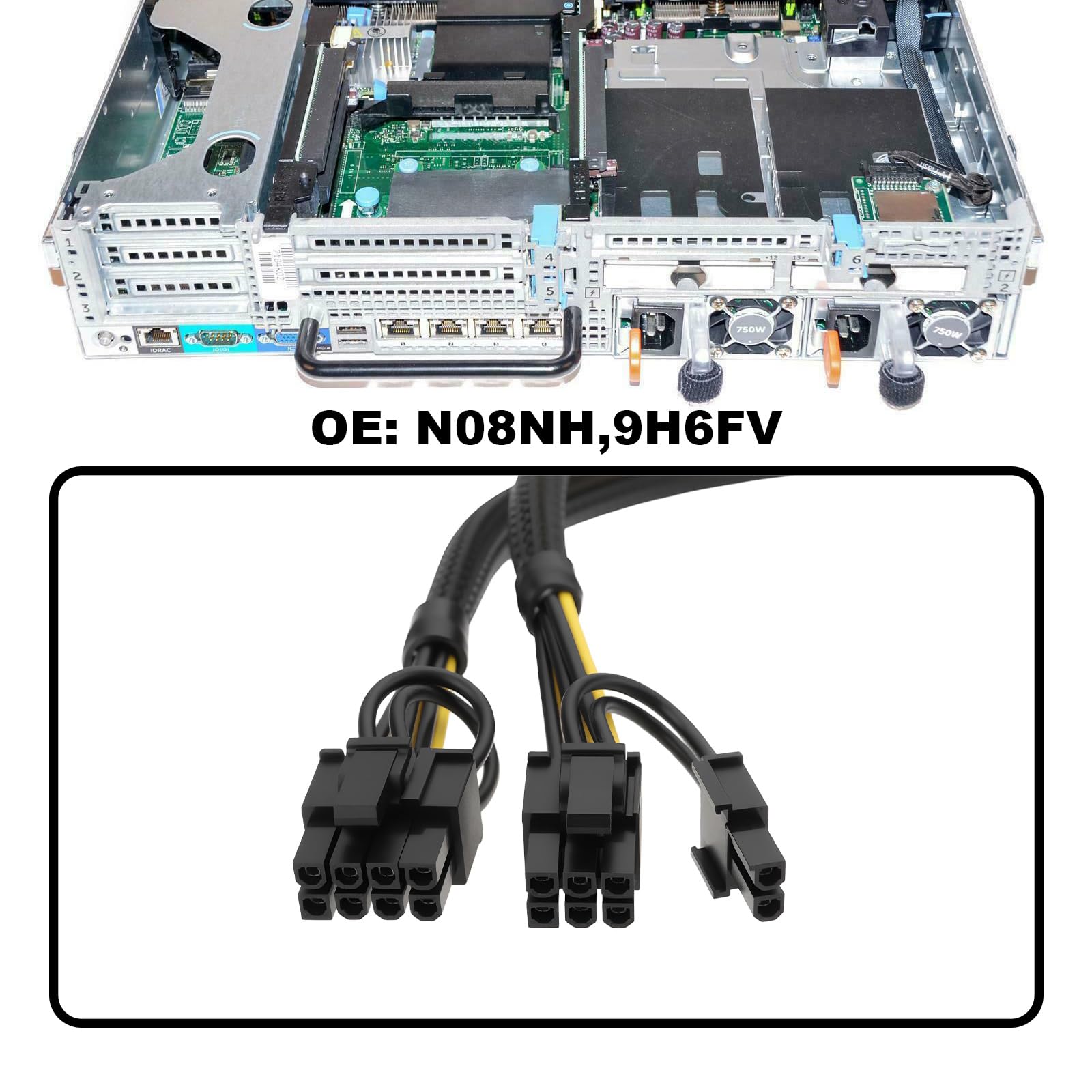 The Lord of the Tools Cavo Di Alimentazione Della Scheda Grafica GPU Da 8 Pin A Doppio 8 Pin 6+2 Pin N08NH 9H6FV Compatibile Con Dell R720 R720XD R730