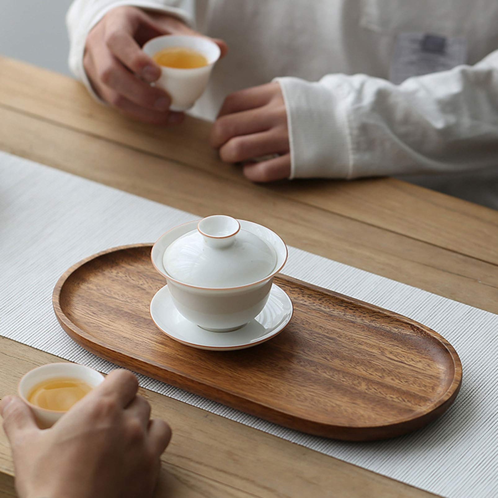 6 Vassoi In Legno Da 28 X 10 Cm, Piatti Da Portata In Legno Di Acacia