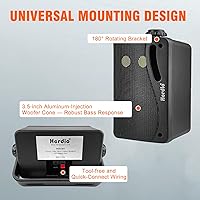 Vista 5 de Herdio Altavoces para exteriores de 3.5 pulgadas con cable, impermeable, sistema de altavoces de montaje en pared con 400 vatios de graves potentes