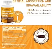 Vista 6 de Vitamina E Liposómica Tocotrienol 1000mg - Suplementos de Tocotrienol de Alta Potencia, Cápsulas de 95% Delta y 5% Gamma Tocotrienol