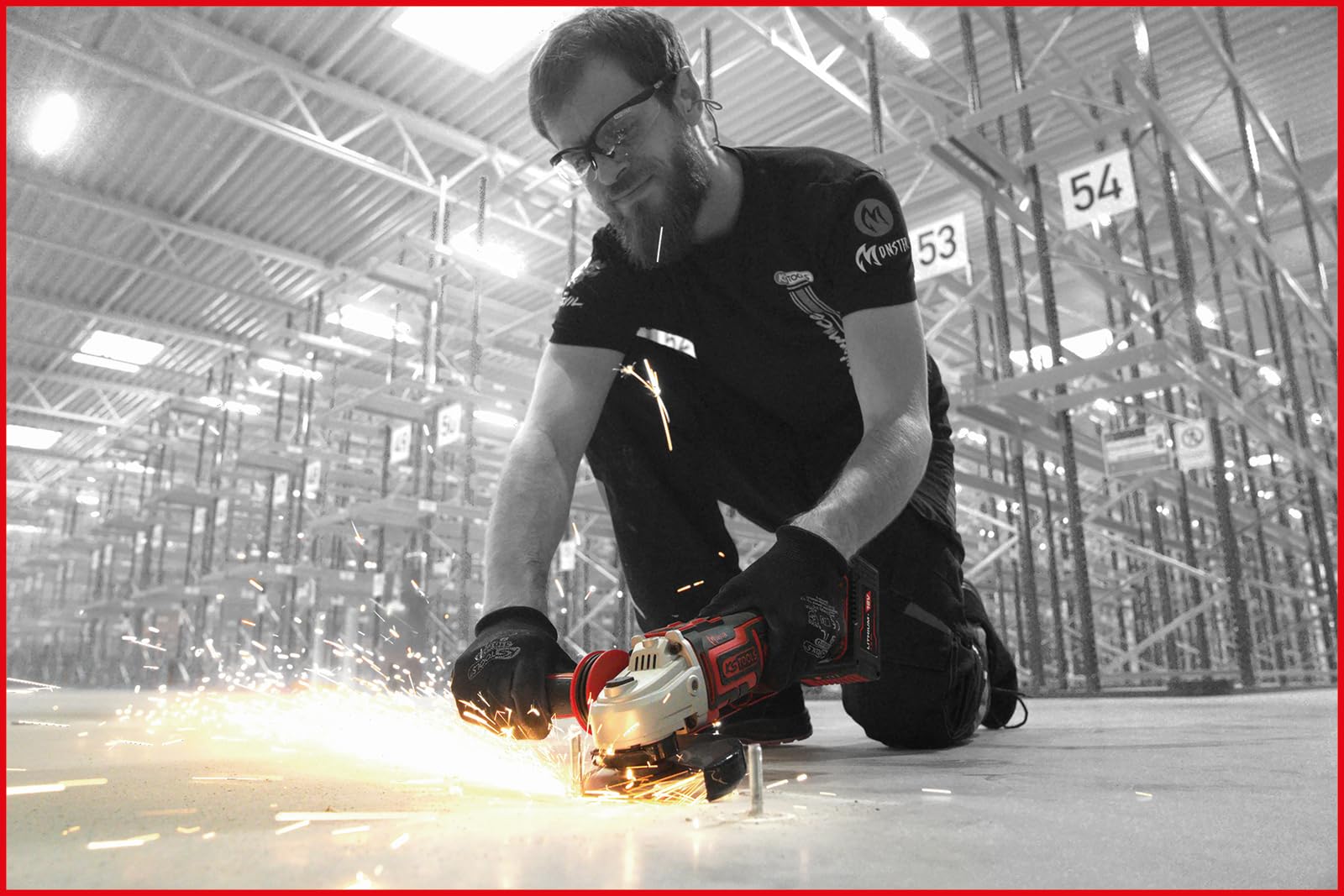 KS Tools 515.6200 eMONSTER Brushless-Akku-Winkelschleifer-Satz, 4-tlg