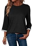 Women&apos;s Shirts Lightweight 2025 Summer Fall Fashion 3&sol;4 Length Sleeve T Shirts Casual Tops Basic Blouses