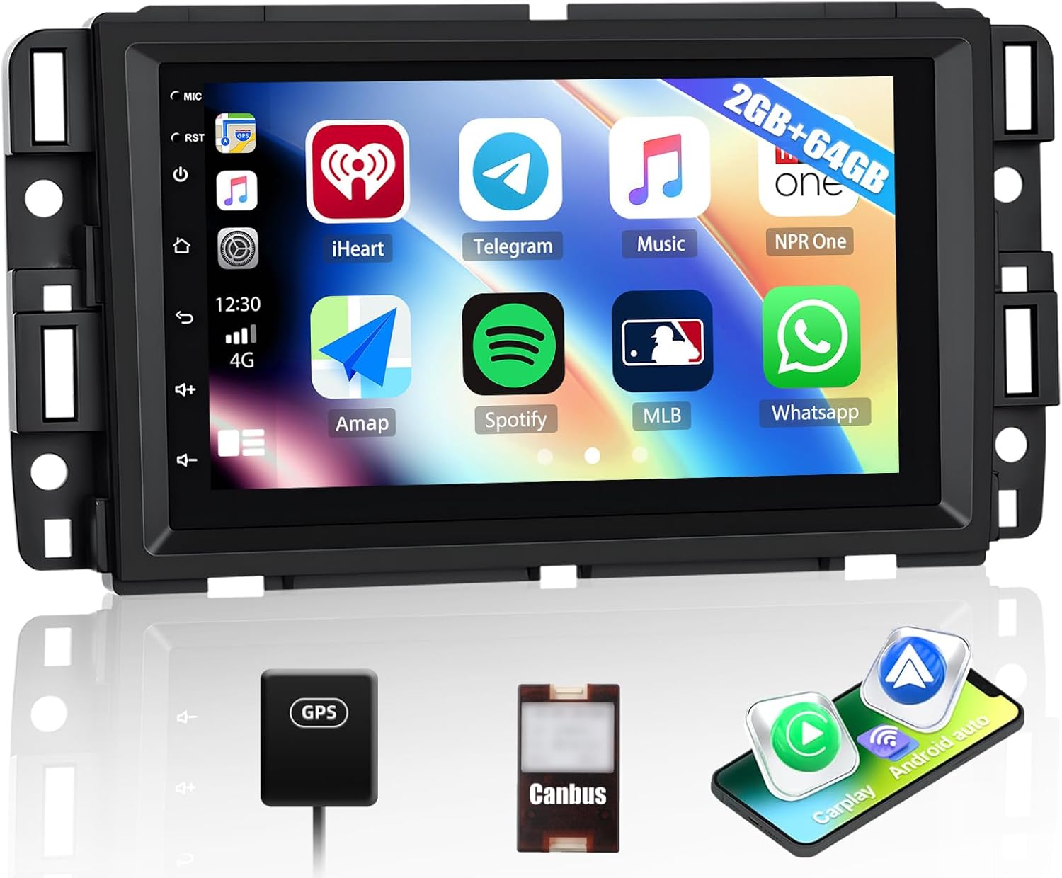 CAMECHO 7" Android 13 Car Stereo with Wireless CarPlay and Android Auto