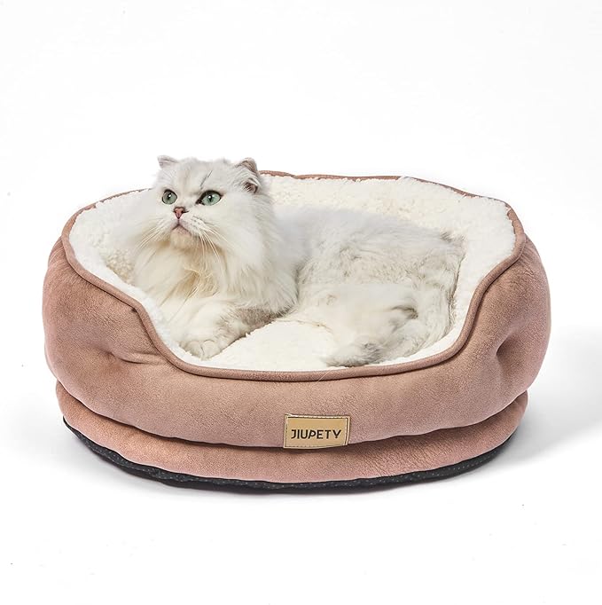 Jiupety Round Cat Beds for Indoor Cats,Washable Dog Beds