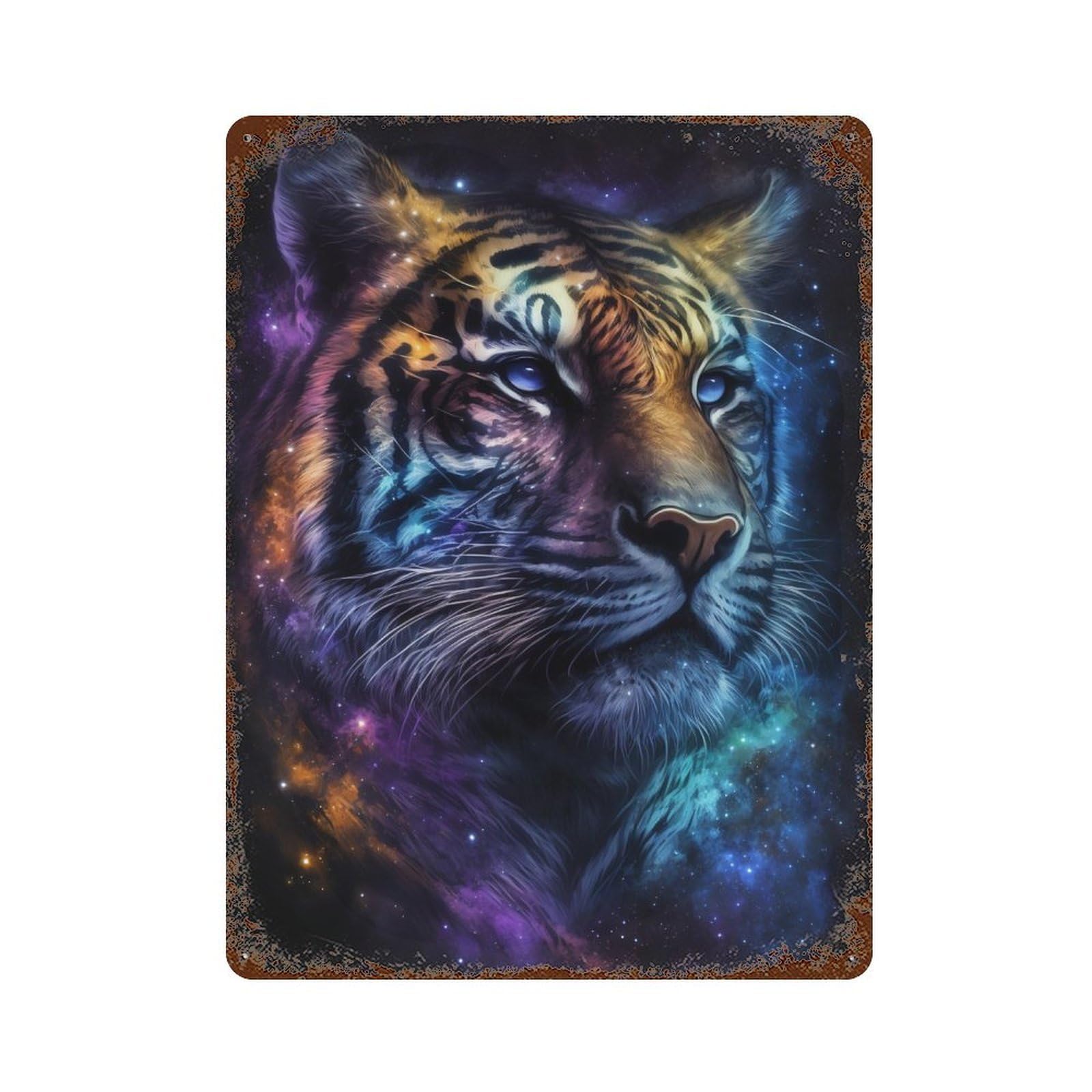 Cosmic Tiger Portrait Art Print-2 Decorative Tin Sign 15.7"x11.8", Vintage Wall Decor for Garage, Pub Or Kitchen