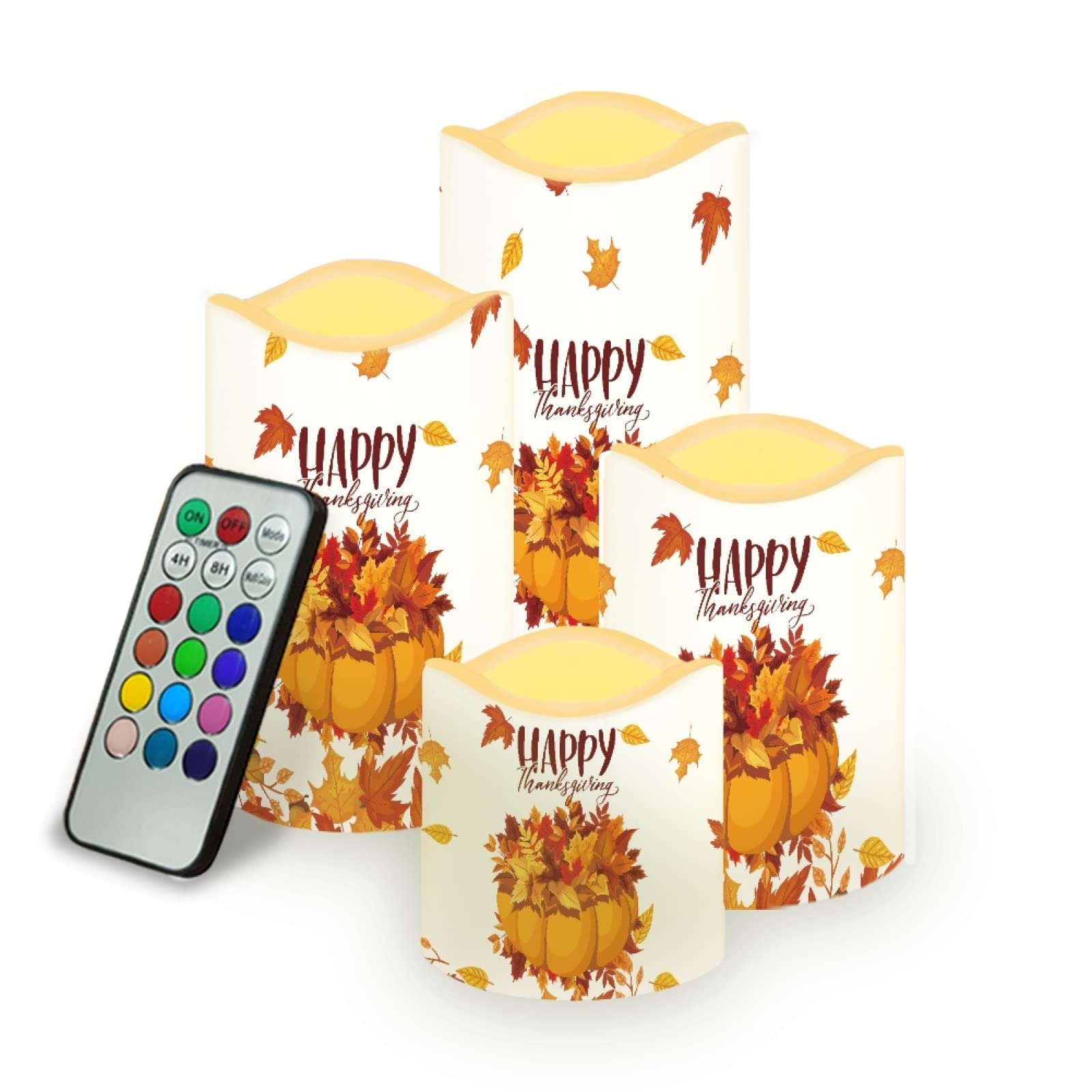 Kuiaobaty Pumpkin Led Candles Flickering Electric for Bedroom Home Party Thanksgiving Day Atmosphere Battery Tea Lights Yellow Fall Leaves — image 1