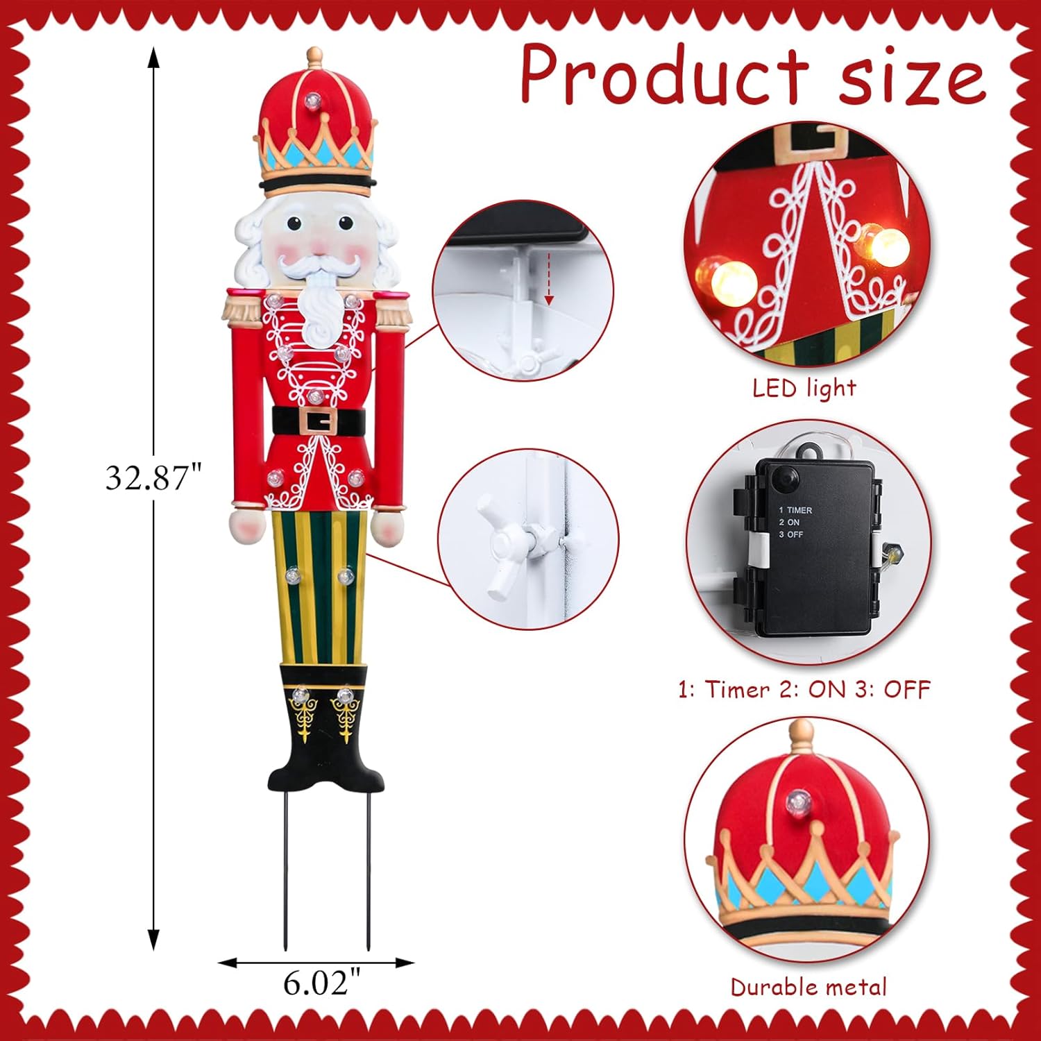 Christmas Yard Sign Decorations Outdoor with LED Lights Christmas Red Nutcracker Yard Signs with Metal Stakes for Xmas Holiday Party Lawn Sign Garden Decor Outdoor Yard Signs